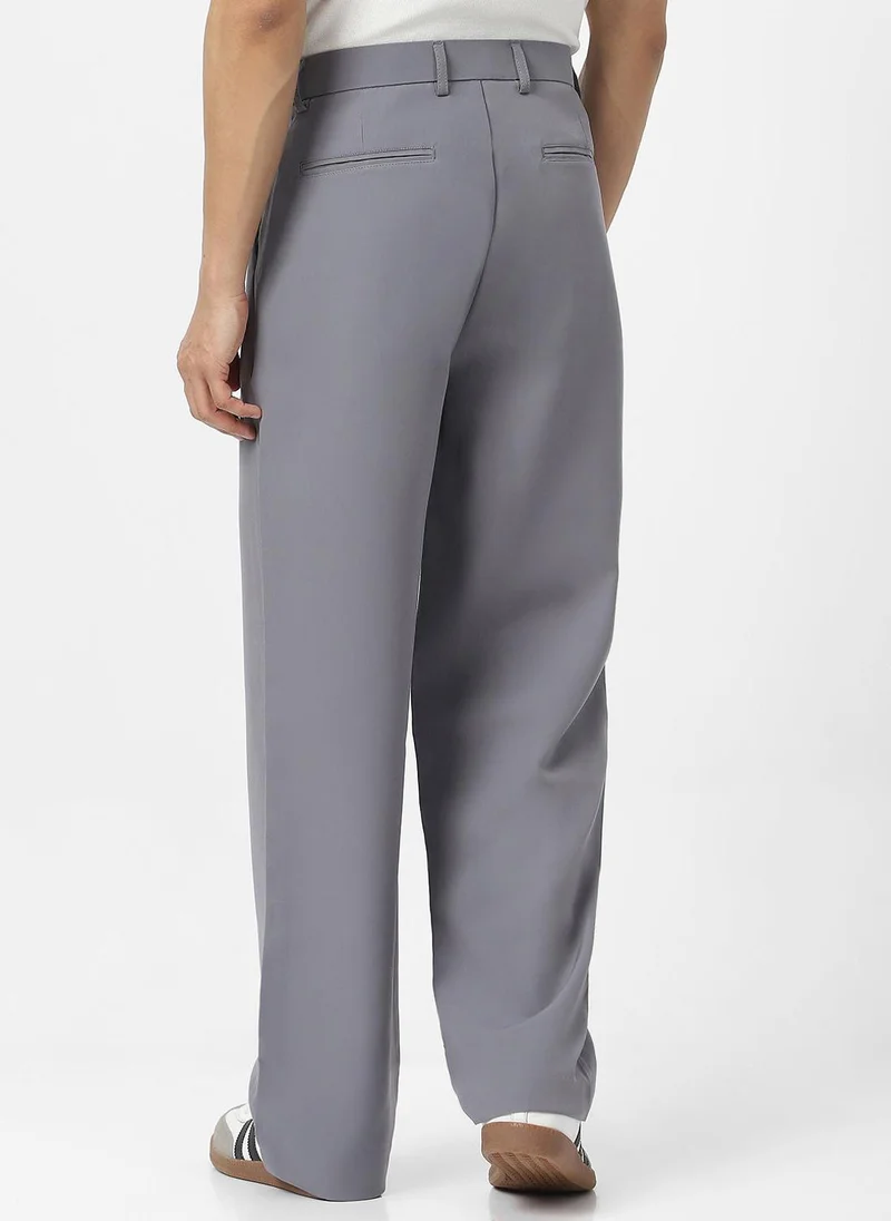 Urbano Fashion  Urbano Fashion Men's Grey Loose Baggy Fit Solid Korean Pants Stretchable for Men | Best Price UAE